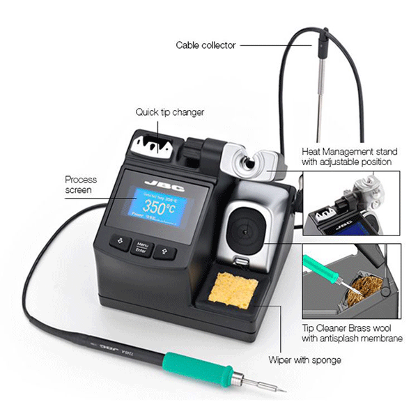 JBC CDE-1BQA (CDEB) General Perpose Soldering Station with Soldering-Assistant  LCD Display, 120V : : Tools & Home Improvement