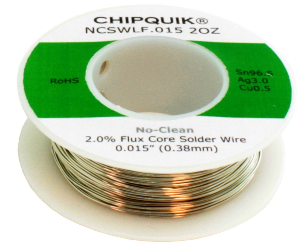 Soldering :: Soldering Accessories :: Wire Solder :: Lead Free :: ChipQuik  LF Solder Wire 96.5/3/0.5 Tin/Silver/Copper No-Clean .015 2oz